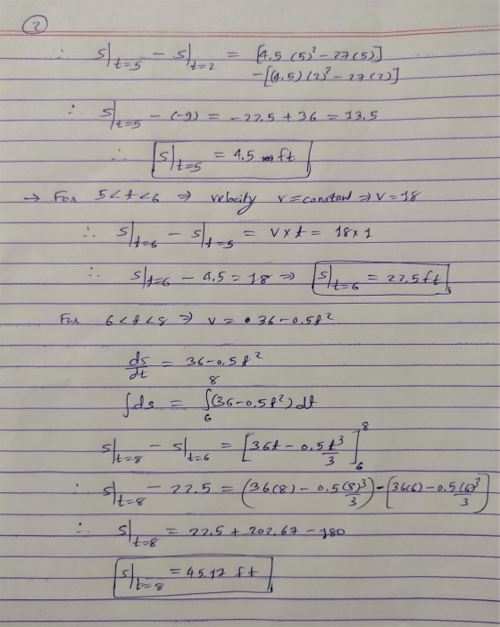 (4.5 (5² – 27 (5) -[(4,5) 12² - 27 (2) (-9) = - 22.5+ 36 = 13.5 = 4.5 m ft 4.5 m ft For 52+26 velocity r= constant av = 18 .