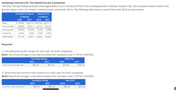 Analyzing Inventory for Two Retail Grocery Companies Carrefour Group (headquartered in Boulogne-Billancourt, France) and Tesc