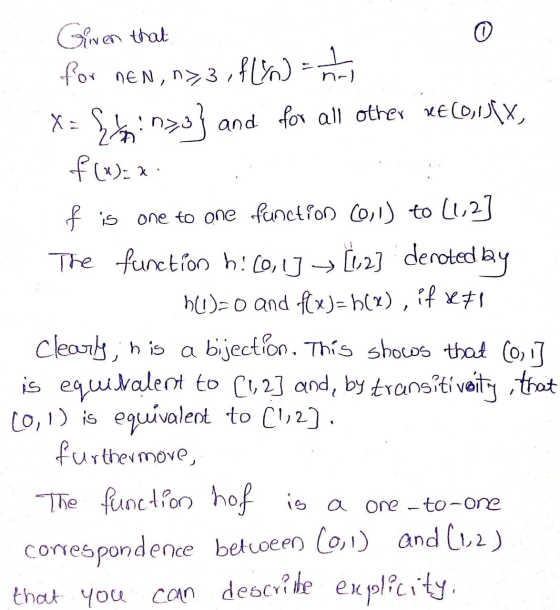 Given that 0 그 for nen, n>,3 fn = na x= 4:n23] and for all other xe coulx, f()= f is one to one function 0,11 to [1,2] The f