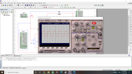 මු Q & G | D Agilent it MS Sawtooth - Multisim - Sawtooth *] Eile Edit View Place MCU Simulate Transfer Tools Reports Options