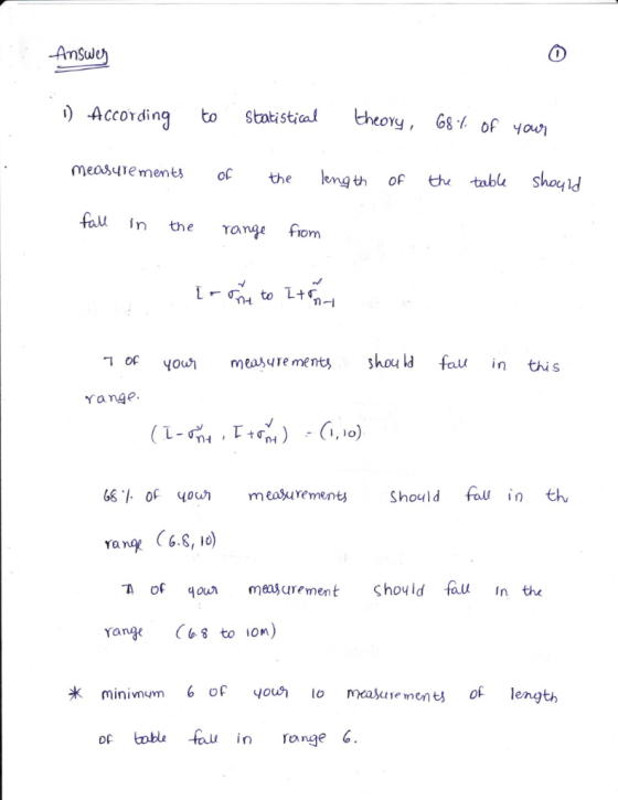 ) -According to stoti stied theory, G8% of youn measure ments of the longth of t rable shoyld au in the ae Fiom oyoumrement s