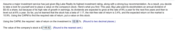Assume a major investment service has just given Big Lake Realty its highest investment rating, along with a strong buy recom