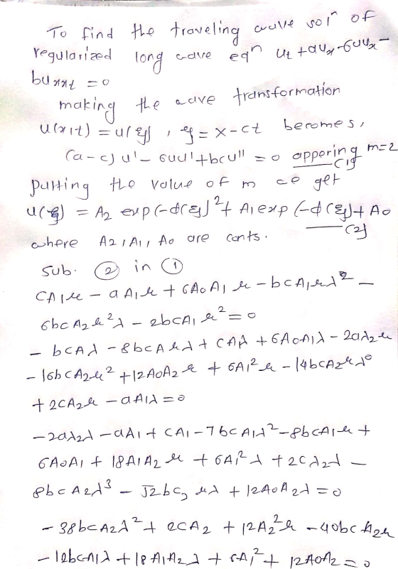 . bunnt zo To find the traveling wave son of gularized long cave en ut talep full making the adve transformation Unit) = u14