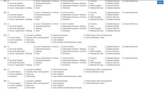 Unearned Revenue (29) O Accounts Payable Accounts Receivable Accum. Depreciation-Building Print Accur. Depreciation-Furniture