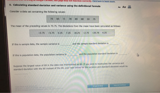l, this page may not function correctly. Click here to learn more. S. Calculating standard deviation and variance using the d