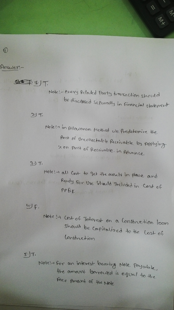 M Answer - 91T Note: - every Related party transaction should be disclosed separatly in financial statement 2) T. Notes in Al
