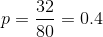 p=\frac{32}{80}=0.4