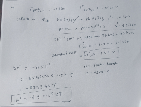 & Alt Cathode - – – 1.662V & pbt2/6 = -0.126 v 8 Pbt? A) – Pb (s)]*2 8= – 0.126 Alo Alt + 30/]x2 4 = +1.662 3 Pb+2 (A) + 2 AS