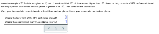 A random sample of 225 adults was given an IQ test. It was found that 105 of them scored higher than 100. Based on this, comp