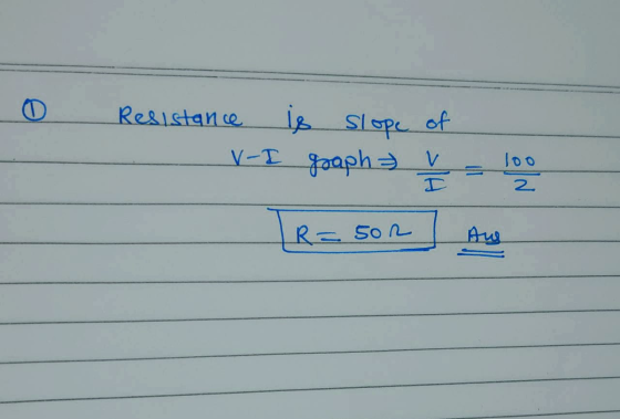 0 Resistance is slope of V-I graph v = 100 [R=502 Aue