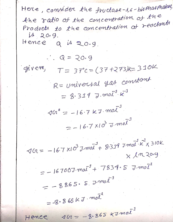 Here, consider the fruetese-36-bis Phosphatore, the ratio of the concentration of the Produets to the concentration of reacta