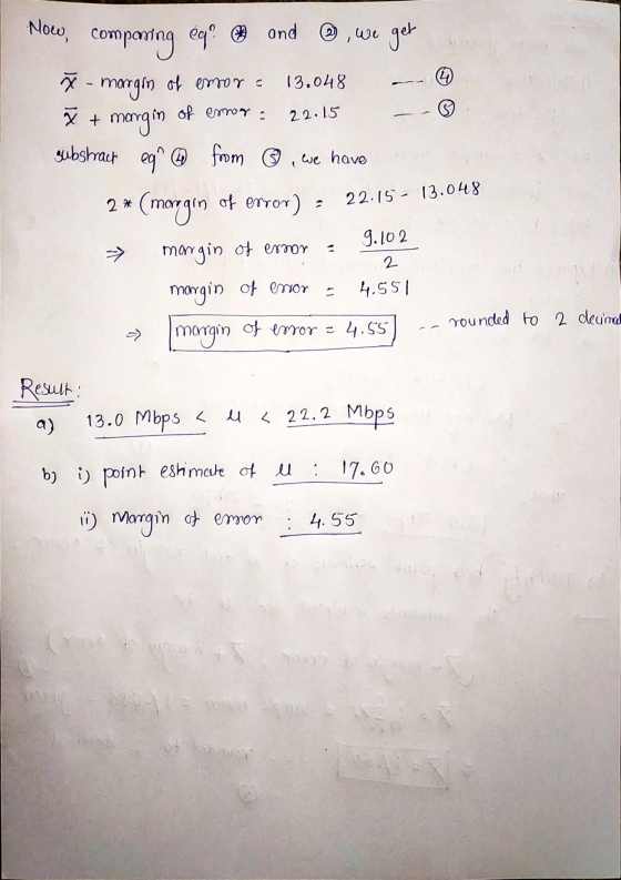 ego and Now comparing , we get Š - margin of emor 13.048 y + margin substract eg @ from ® , we have (morgon of error) in of