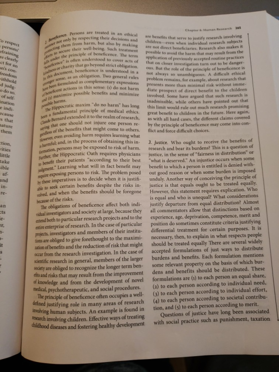 265 Chapter 6: Human Research Persons are treated in an ethical their decisions and are benefits that serve to justify chi o