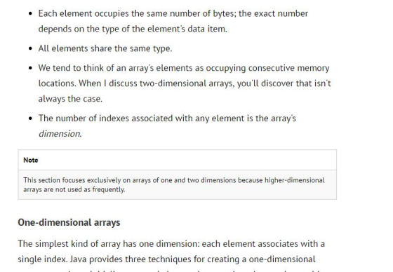 Each element occupies the same number of bytes; the exact number depends on the type of the elements data item o All element