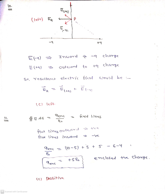 lo. Elta) (left) ER Р E -q +9 (-1) Inward to -9 charge E(+9) outward to to charge So, resulten electric field would be Estad