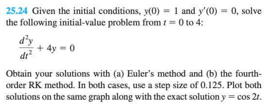 25.24 Given the initial conditions, y(0) = 1 and y(0) = 1 and y(0) = 0, solve the following initial-value problem from t =
