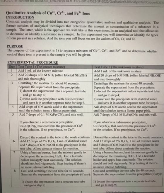 13457570-dt-content-rid-83244233_1/courses/CHEM-1172-B01-37522-SP-2020/Qualitative%20Analysis%20Copper%2C Qualitative Analysi