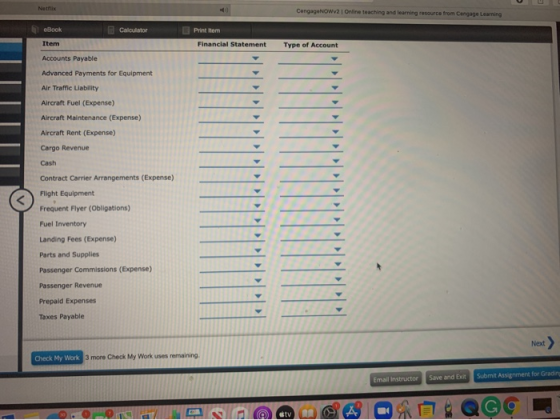 Netflix CengageNOWV2 Online teaching and learning resource from Cengage Learning eBook Calculator Printem Item Financial Stat