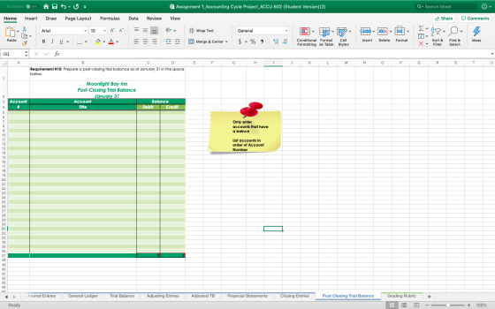 QuSearch Sheet Comments General - PZD - E Share 549 AutoSave OFF A svus Assignment 1_Accounting Cycle Project_ACCU 602 (Stude