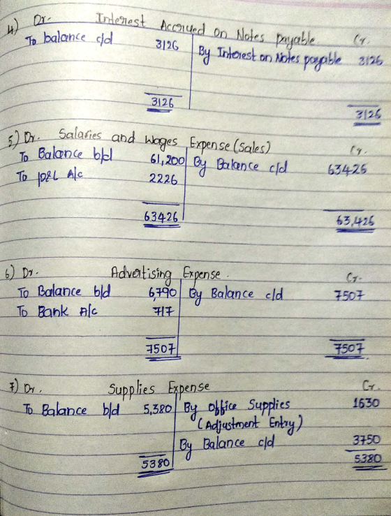ore Interest to balance dd To be Acouued on Notes payable 3126 By Inforest on Notes popble 14 3176 3126 o n To Balance bold T