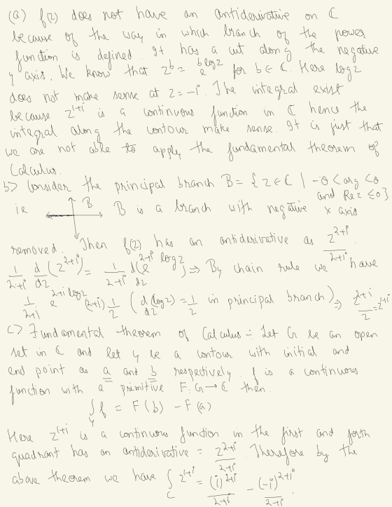 on C of along the power the neg function is (Q) f (2) does not have an antideriatrie because of the way in which branch defin