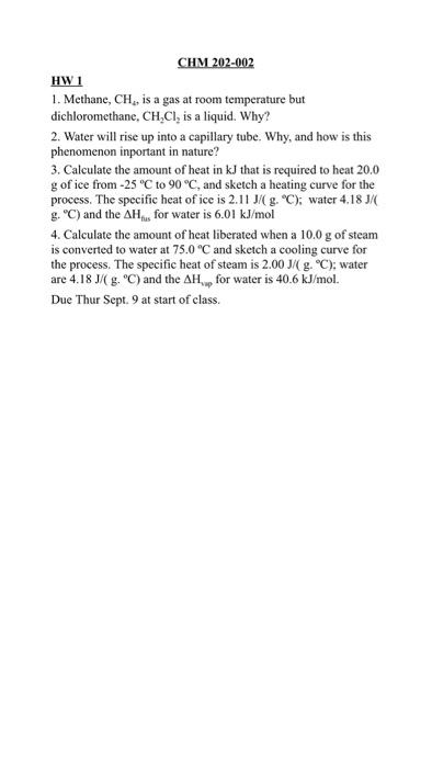 Methane, CH_4, is a gas room temperature but dichl