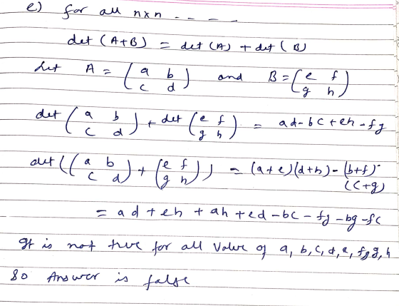 (ATB) - det (a td e) for all nan. - det (ATB) = det (A) & det (o het A = (a by and B= ( e ) det ( a + det (et) adobe teh - fg