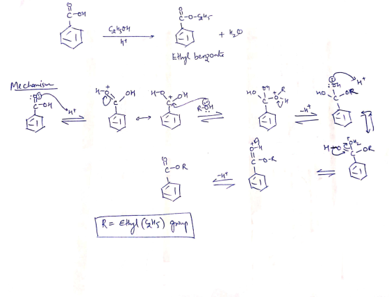 Eco-ght Gison ht EiB + ,0 Ethyl benzoate Mechanism on OH Hoton 40 +R D = 0 C-OR [R= ethyl (ans) group