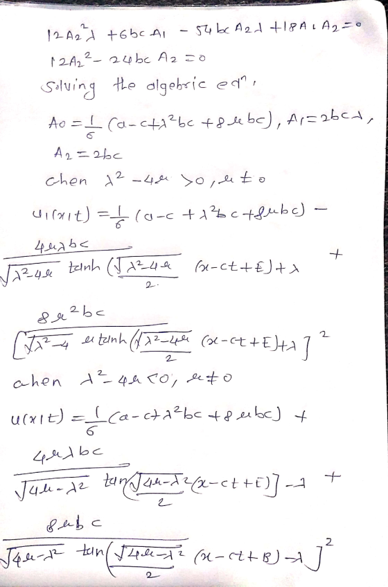 12 A22 to bc Al-Sube Azd +18 A 1 A 2 =0 12422_20bc A2 30 Solving the algebric edi. Ao = 1 cancta?bcf8ebc), fr=abct, A2 =abc c