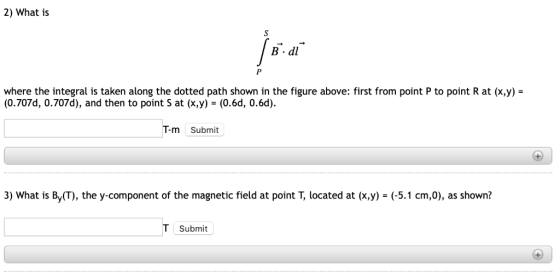 2) What is B.dl P where the integral is taken along the dotted path shown in the figure above: first from point P to point R