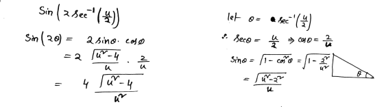 let O- Sin ( asee(*)) sin (20) = sec (4 caso = 24 2 sino caso • Beca = =2 u=4 2 Sino = casco 1 - 2 ur o 4 Turu a-22 u UP