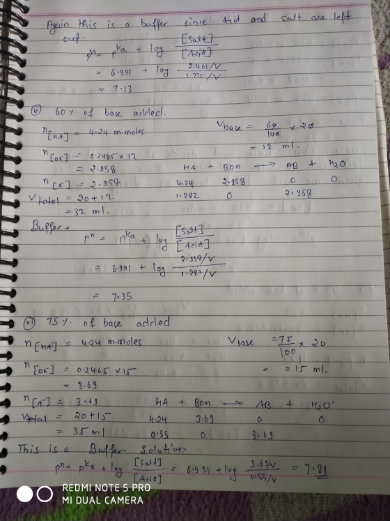 teid and salt are left in since [salt [teid 2.465/v - Again this is a buffer out. pha pla + log = = 6.991 Frog Giggl + log =