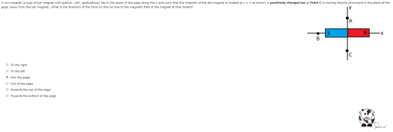 A cow-magnet (a type of bar-magnet with special...uhh, applications) lies in the plane of the page along the x-axis such that