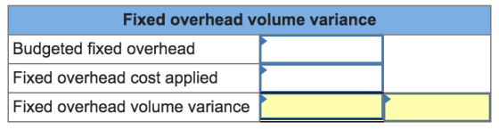 Fixed overhead volume variance Budgeted fixed overhead Fixed overhead cost applied Fixed overhead volume variance