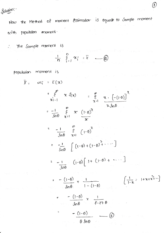 Solution Now he Method of moment &Simolor is equrle to Sarple rroment The Sample momen is 0o