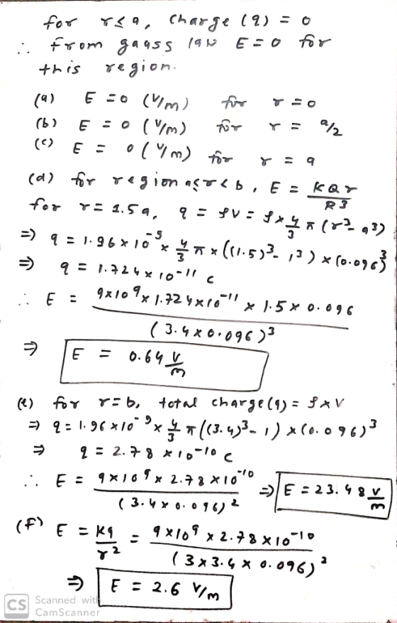 for r E O b Sso +hisregion. (Im) E o (a) (C) m) R3 3 -S 4 C ( 3.4 x 6.096)3 E total charge (1)= J^V fo r T3.3). o 96)3 C (F)