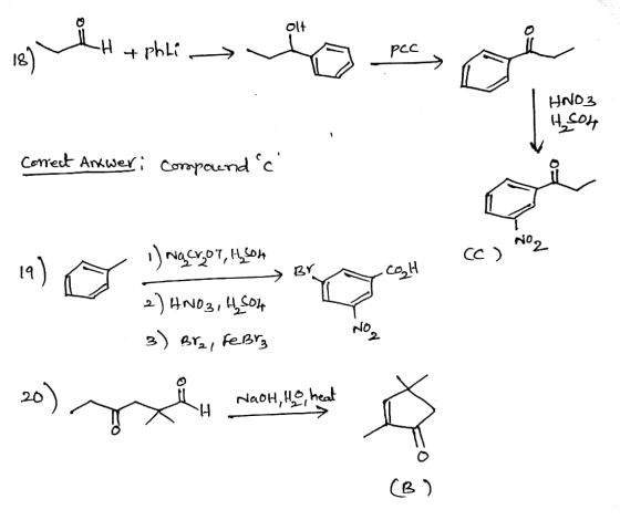 -H + phli PCC HNO3 4 con Correct Answer: Compound c 1) Nacron, thon cc) NO2 - BY COH y coolH 2) HNO3, HSOH 3) Br2, Febrg NAOH