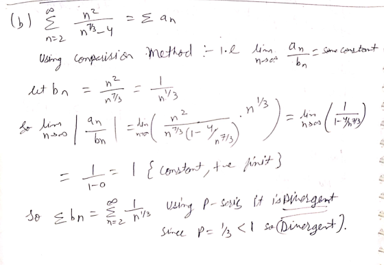 Bl e hy as an n=2 Wire comprision method - loe lim. an-some constart. ۲ نمبر hool YA nso let bn = 1 1 1 1 1 1 1 1 so there ar