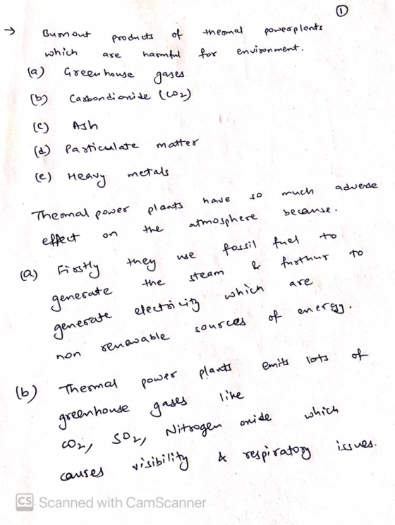 0 → theomal powerplants Products are for environment. Bun out of which harmful Greenhouse gases (52 Carbondionise (202) (5) A