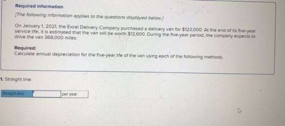 Required information The following information applies to the questions displayed below.] On January 1, 2021, the Excel Deliv