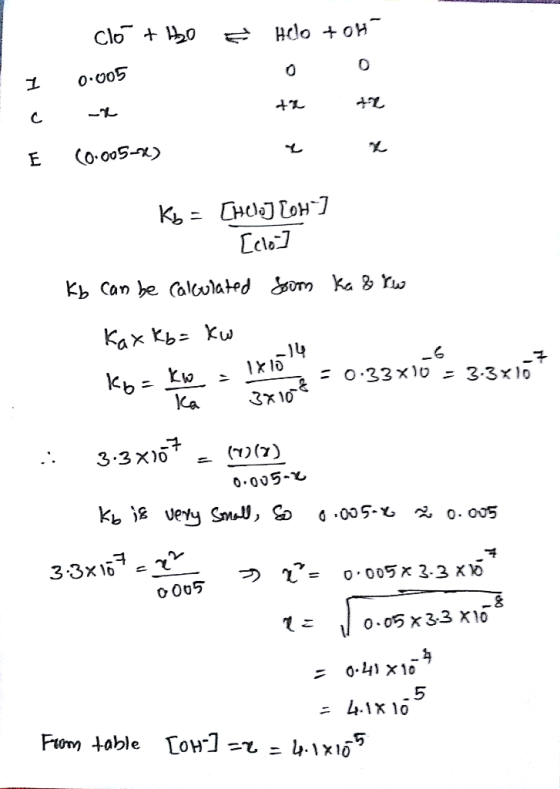 clo tiho e Helo toh 1 C o-005 - + + Co-o05-) К = Снід Сон:] [clo kb can be calculated som Ka&rw Kх Кь: ku -4 -1 го:33х10 = 23