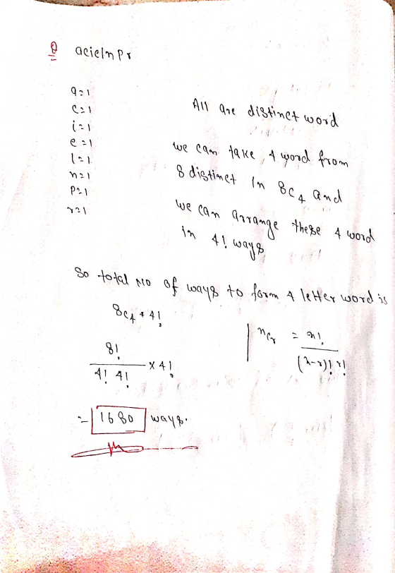 Ø acielm po 9:1 Can All are distinct word ( eal we can take , 4 wood from lal nal P21 gal в дедiet n ®с 4 QA we can arrange