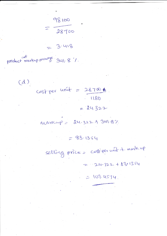28T00 3 418 paocuct marsup pevca241 8 . d) unit 28700 Cost per 24.322 au.322 341-8%. Markup 33.13S4 mara up Cat per unit sell