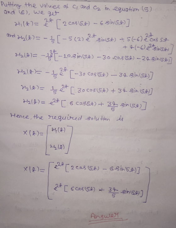 Putting the Value8 and c2 m equation (5) (6), we and aro 2-12(A)--卓トー10.gm(54) _ 30 .co-8 (SA) 29-.gins 5 m2(숏)-1-eT 30 co8(5