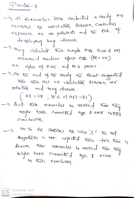 9 gestion 4 - A Reasenicher leam conclucted a stredy to examine the asociation Between continores : exposure to air pollutant