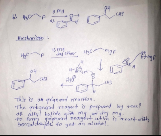 3 mg 앤 » + се H3 mechanison : umg ma dryether H3C. & mgf OH CHUB This is a grignard reaction. The grégnard reagent is prepare