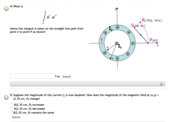 4) What is B-dl R 707d, 707d) S where the integral is taken on the straight line path from point S to point P as shown? P(d0)