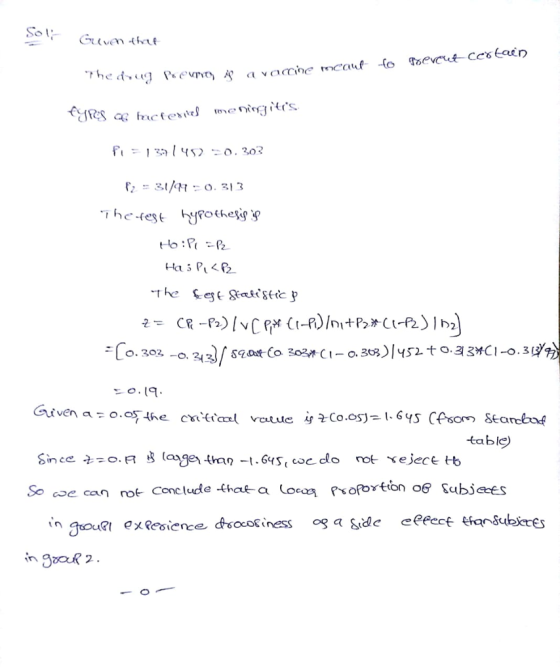 Gr.ven a=o.o5 table) So cn nof Conclude thaue-a Loean, ofbtion o Subjas