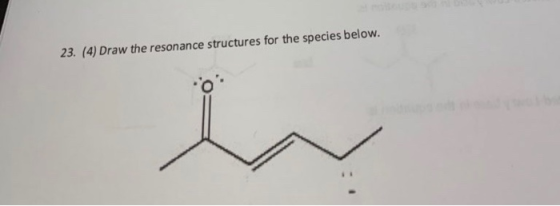 23. (4) Draw the resonance structures for the species below.