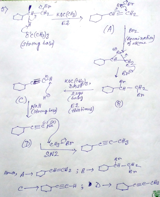 & Bp CH CH2 a CH CH2 Koc (CH) .. E2 SeleHg3 (strong base] 302 Bromination) I of alkene #CH KOC Cettel , H2 S 2 ogni (base) BP